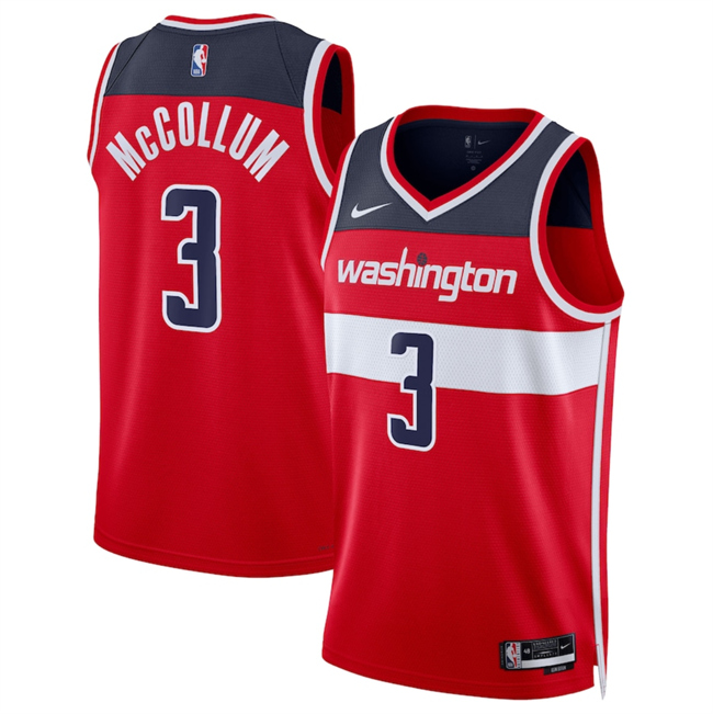 Men's Red Washington Wizards #3 CJ McCollum Icon Edition Stitched Basketball Jersey